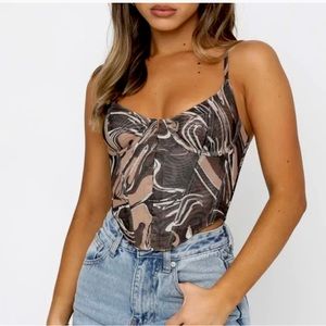 White Fox Boutique Edge of Reason Bustier Brown Swirl